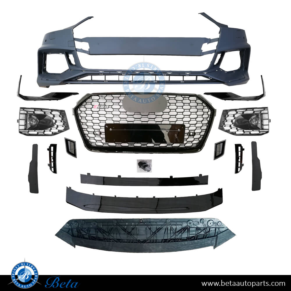 RS4 Look Front Bumper with Grille for Audi A4 2016-up models, Part Number 8W0807065 RS4 RS4 Look Front Bumper with Grille for Audi A4 2016-up models, Part Number 8W0807065 RS4